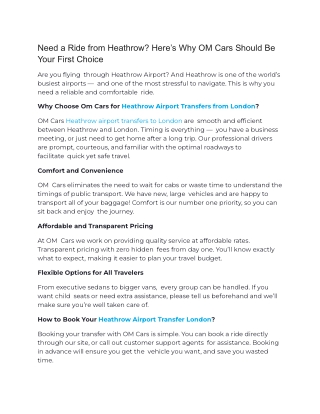 Need a Ride from Heathrow