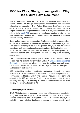 PCC for Work, Study, or Immigration: Why It’s a Must-Have Document