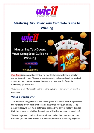 Mastering 7up Down: Your Complete Guide to Winning