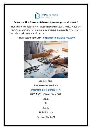Crezca con First Business Solutions: ¡contrate personal remoto!