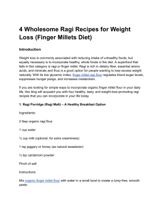 4 Wholesome Ragi Recipes for Weight Loss (Finger Millets Diet)