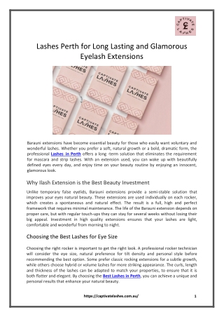 Lashes Perth for Long Lasting and Glamorous Eyelash Extensions