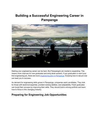 Building a Successful Engineering Career in Pampanga
