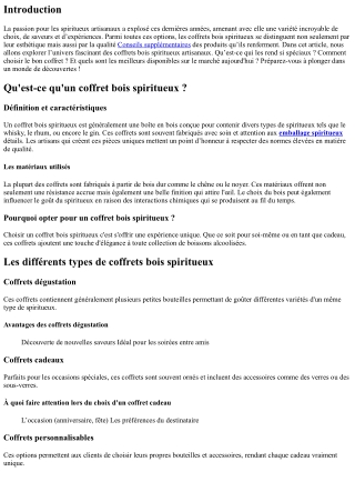 “Découverte des meilleurs coffrets bois spiritueux artisanaux”