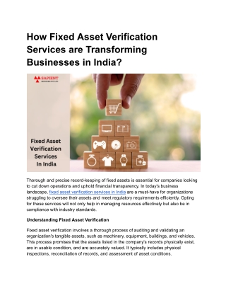 How Fixed Asset Verification Services are Transforming Businesses in India