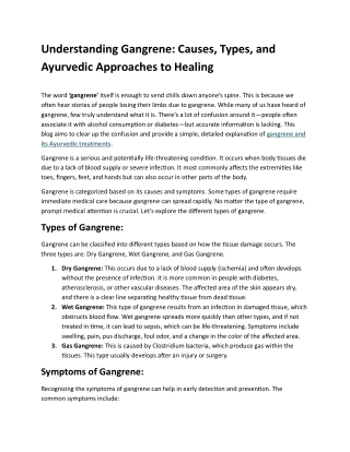 Understanding Gangrene Causes Types and Ayurvedic Approaches to Healing
