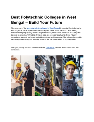 best polytechnic colleges in west bengal build