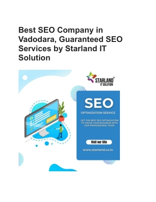 Best SEO Company in Vadodara, Guaranteed SEO Services by Starland IT Solution