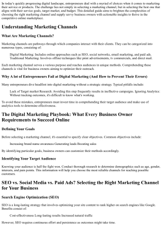 Selecting the Right Marketing Channel: A Guide for Savvy Entrepreneurs