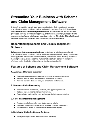 Streamline Your Business with Scheme and Claim Management Software