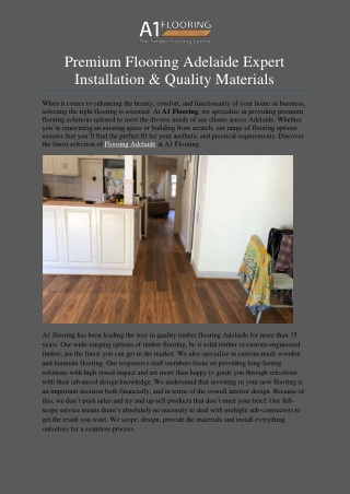 Premium Flooring Adelaide Expert Installation & Quality Materials