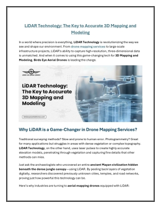 LiDAR Technology: The Key to Accurate 3D Mapping and Modeling