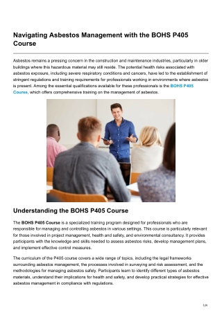 Navigating Asbestos Management with the BOHS P405 Course