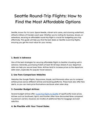 Seattle Round-Trip Flights_ How to Find the Most Affordable Options