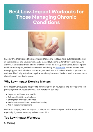 Best Low-Impact Workouts for Those Managing Chronic Conditions