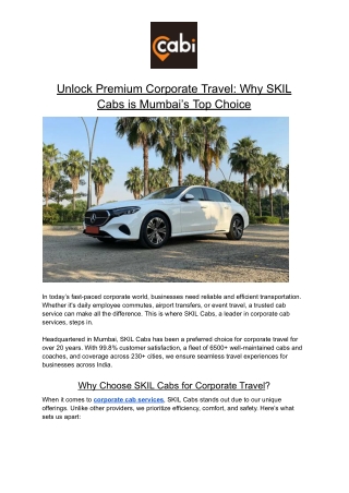 Unlock Premium Corporate Travel_ Why SKIL Cabs is Mumbai’s Top Choice