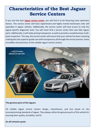 Characteristics of the Best Jaguar Service Centers