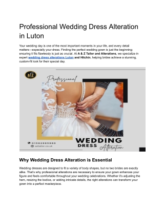 Professional Wedding Dress Alteration Luton