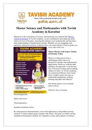 master science and mathematics with tavish