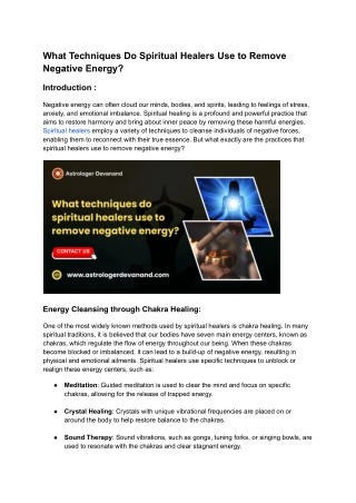 What Techniques Do Spiritual Healers Use to Remove Negative Energy_