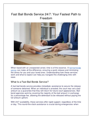 fast bail bonds service 24 7 your fastest path