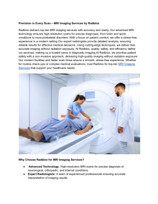 Precision in Every Scan – MRI Imaging Services by Radblox