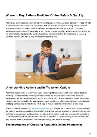 Where to Buy Asthma Medicine Online Safely Quickly