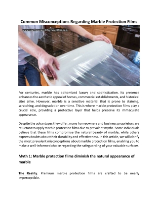 Common Misconceptions Regarding Marble Protection Films
