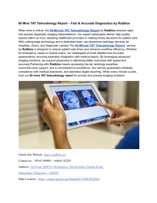 60 Mins TAT Teleradiology Report – Fast & Accurate Diagnostics by Radblox