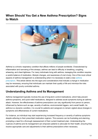 When Should You Get a New Asthma Prescription Signs toWatch