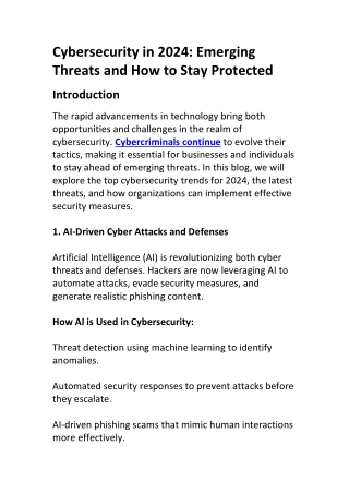 Cybersecurity Trends 2024: Protect Your Business from Emerging Threats