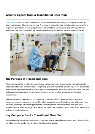 What to Expect from a Transitional Care Plan