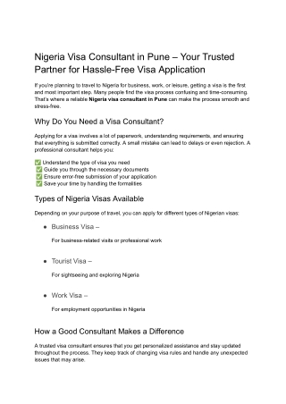 Affordable Nigeria Visa Services in Pune