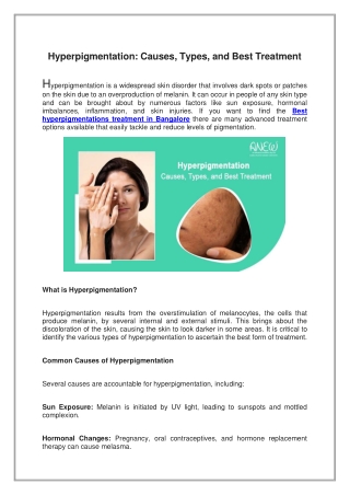 hyperpigmentation causes types and best treatment