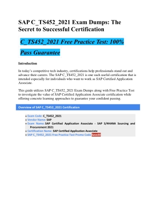 SAP C_TS452_2021 Exam Dumps: The Secret to Successful Certification