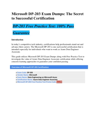 Microsoft DP-203 Exam Dumps: The Secret to Successful Certification