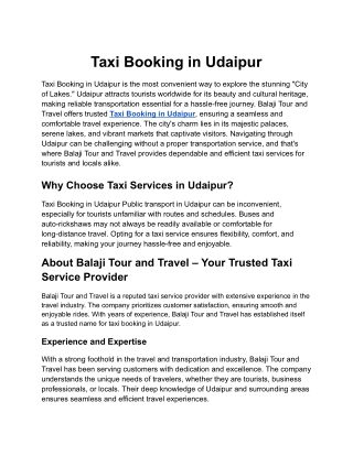 Taxi Booking in Udaipur