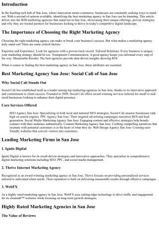 B2B Marketing Agencies That Stand Out in San Jose