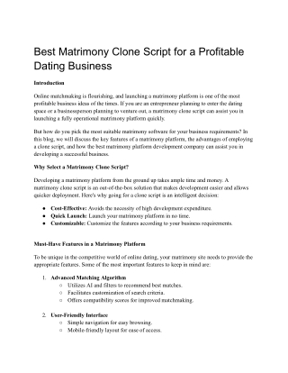 Best Matrimony Clone Script for a Profitable Dating Business