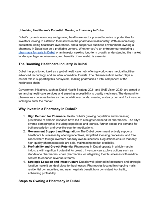 Unlocking Healthcare's Potential_ Owning a Pharmacy in Dubai