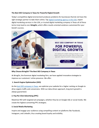 Best SEO Company in Texas for Powerful
