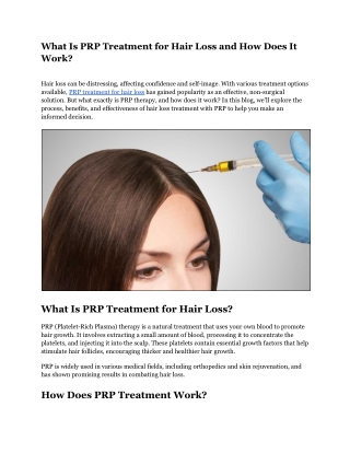 What Is PRP Treatment for Hair Loss and How Does It Work_