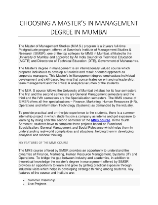 choosing a master s in management degree in mumbai