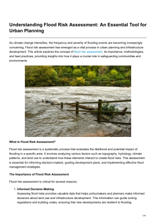 Understanding Flood Risk Assessment An Essential Tool for Urban Planning