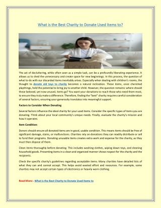 What is the Best Charity to Donate Used Items to?