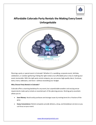 Affordable Colorado Party Rentals the Making Every Event Unforgettable