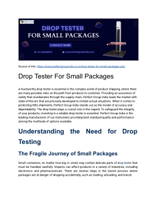 Drop Tester For Small Packages