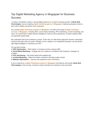 Top Digital Marketing Agency in Mogappair for Business Success