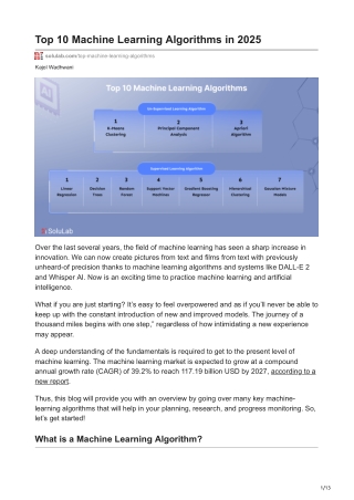 Top 10 Machine Learning Algorithms in 2025