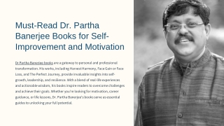 Must-Read Dr. Partha Banerjee Books for Self-Improvement and Motivation